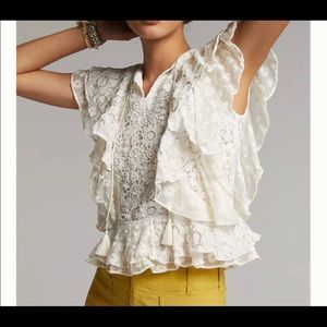 NWT XS Boho Anthropologie Verb Pallavi Singhee Ruffle Top